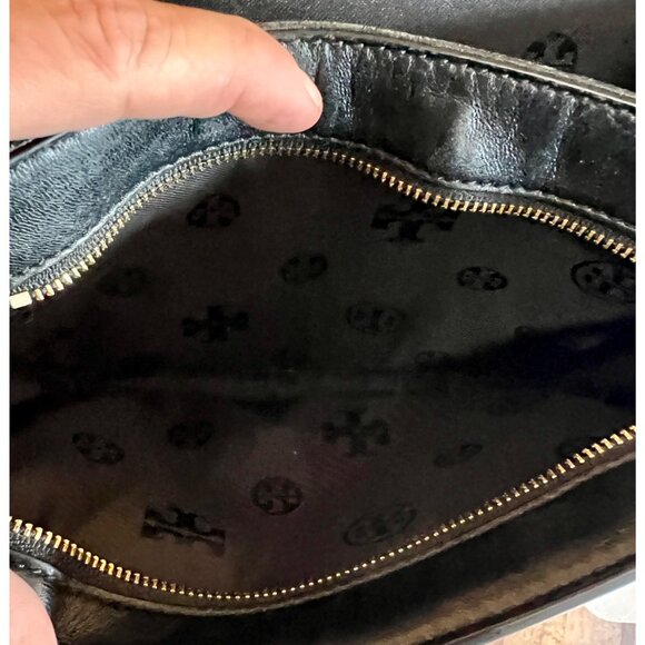 ✺ AUTHENTIC TORY BURCH BLACK QUILTED LEATHER FLEMING/ALEXA HANDBAG - Picture 8 of 10